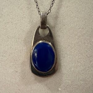 Silver 925 Pendant Necklace with a Lapis Stone